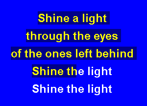 Shine a light
through the eyes

of the ones left behind
Shine the light
Shine the light