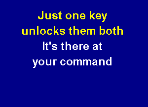 Just one key
unlocks them both
It's there at

your command