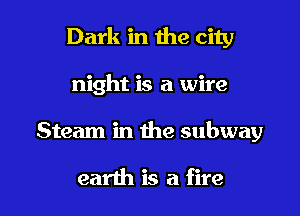 Dark in the city

night is a wire
Steam in the subway

earth is a fire