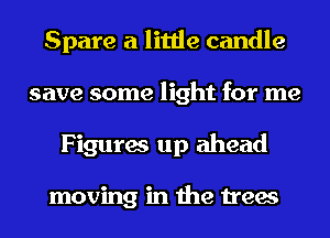 Spare a little candle
save some light for me
Figures up ahead

moving in the trees