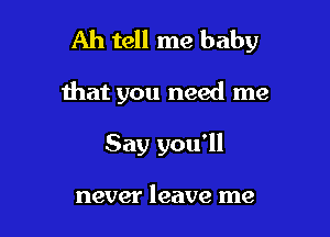 Ah tell me baby

that you need me

Say you'll

never leave me