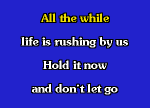 All the while
life is rushing by us

Hold it now

and don't let go