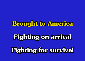 Brought to America
F ighting on arrival

Fighting for survival