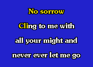 No sorrow

Cling to me with

all your might and

never ever let me go