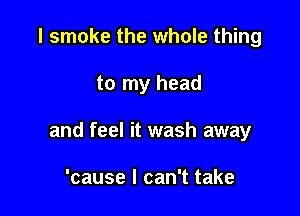 I smoke the whole thing

to my head

and feel it wash away

'cause I can't take