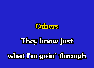 Others

They lmow just

what I'm goin' through