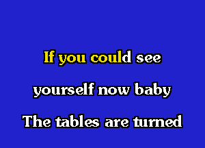 If you could see

yourself now baby

The tables are turned