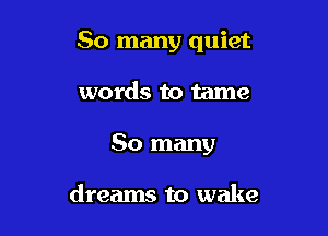So many quiet

words to tame
So many

dreams to wake