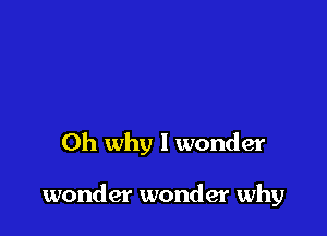 Oh why I wonder

wonder wonder why