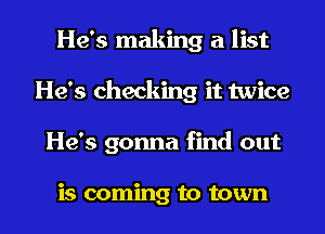 He's making a list
He's checking it twice
He's gonna find out

is coming to town
