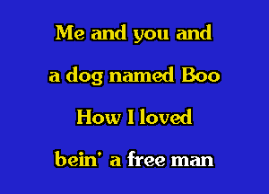 Me and you and

a dog named Boo

How I loved

bein' a free man