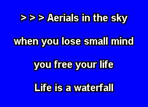 o o o Aerials in the sky

when you lose small mind

you free your life

Life is a waterfall
