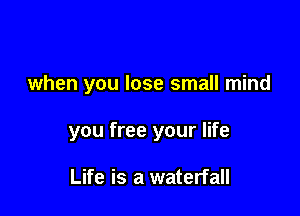 when you lose small mind

you free your life

Life is a waterfall
