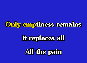 Only emptiness remains

It replaces all

All the pain