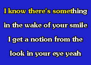 I know there's something
in the wake of your smile
I get a notion from the

look in your eye yeah