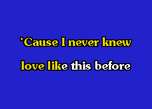 'Cause I never knew

love like this before