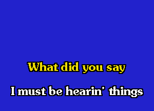 What did you say

I must be hearin' wings