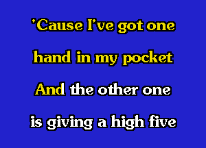 'Cause I've got one

hand in my pocket
And the other one

is giving a high five