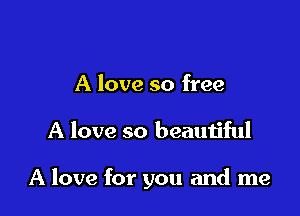 A love so free

A love so beautiful

A love for you and me