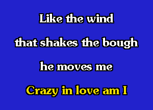 Like the wind
that shakes the bough

he moves me

Crazy in love am I