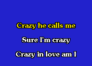 Crazy he calls me

Sure I'm crazy

Crazy in love am I