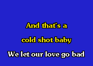 And that's a
cold shot baby

We let our love go bad