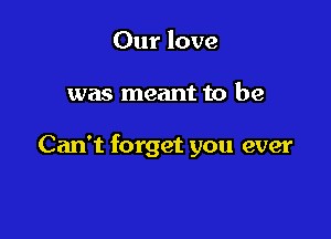 Our love

was meant to be

Can't forget you ever