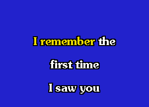 I remember the

first time

I saw you