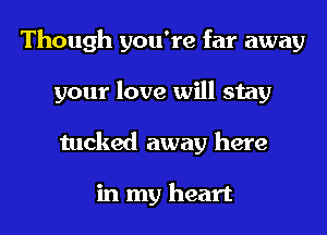 Though you're far away
your love will stay
tucked away here

in my heart