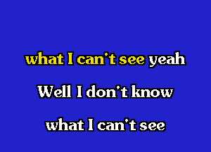 what I can't see yeah

Well I don't know

what 1 can't see