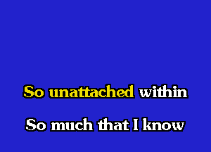 So unattached within

So much that I know