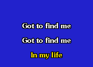 Got to find me

Got to find me

In my life