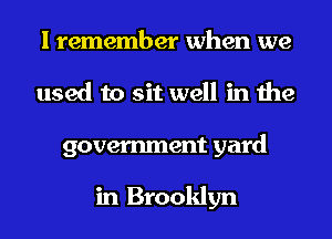 I remember when we
used to sit well in the
government yard

in Brooklyn