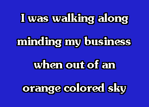 I was walking along
minding my business
when out of an

orange colored sky