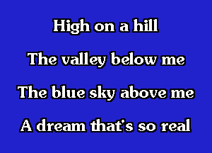 High on a hill
The valley below me
The blue sky above me

A dream that's so real