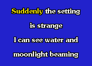 Suddenly the setting
is strange
I can see water and

moonlight beaming