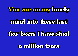 You are on my lonely
mind into these last

few beers I have shed

a million tears