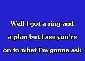 Well I got a ring and
a plan but I see you're

on to what I'm gonna ask