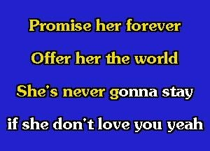 Promise her forever
Offer her the world
She's never gonna stay

if she don't love you yeah