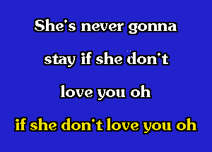 She's never gonna

stay if she don't

love you oh

if she don't love you oh