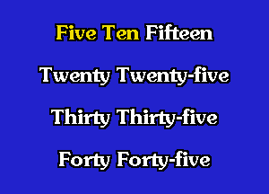 Five Ten Fifteen
Twenty Twenty-five
Thirty Thirty-five

Forty Forty-five l