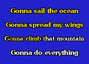 Gonna sail the ocean
Gonna spread my wings
Gonna climb that mountain

Gonna do everything