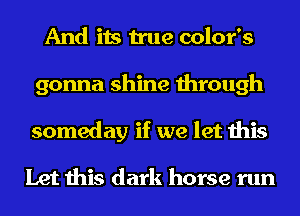 And its true color's
gonna shine through
someday if we let this

Let this dark horse run