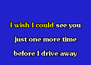 I wish lcould see you

just one more time

before I drive away