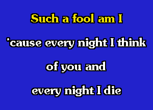 Such a fool am I
'cause every night I think
of you and

every night I die
