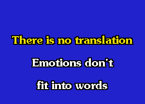 There is no translation

Emotions don't

fit into words