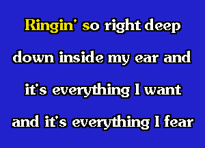 Ringin' so right deep
down inside my ear and
it's everything I want

and it's everything I fear