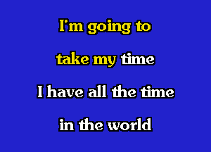 I'm going to

take my time

I have all the time

in the world