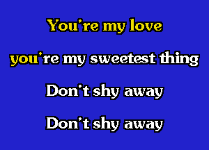 You're my love
you're my sweetest thing

Don't shy away

Don't shy away