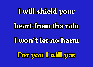 I will shield your
heart from the rain
I won't let no harm

For you I will yes